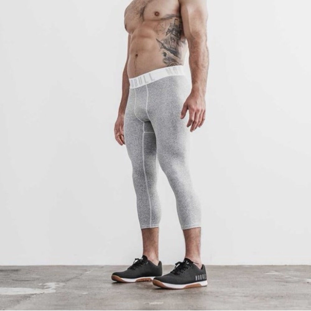 NWT NOBULL Men’s 3/4 Compression Tights - 3X XXXL - White Heather Gray